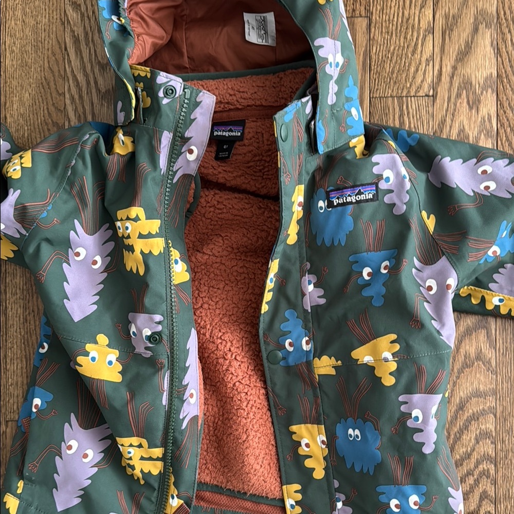 Patagonia Kids Raincoat - Green with Fun Prints